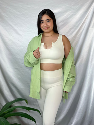 Vee Button Up (Light Matcha)